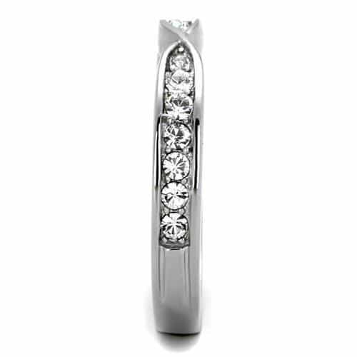 Stainless Steel CZ Pave Twisted Crossover Infinity Band Ring view 7