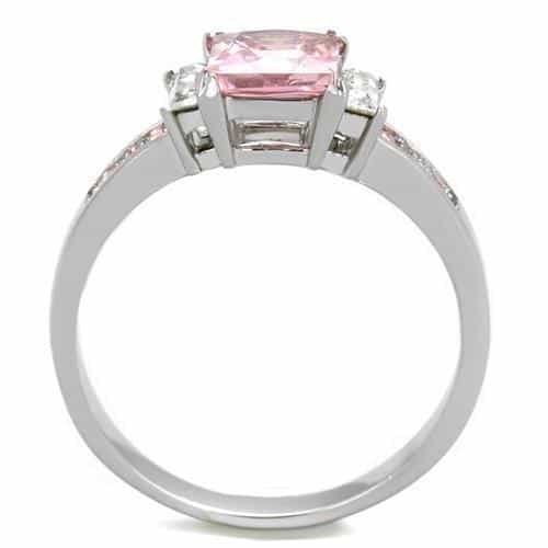 Stainless Steel Pink Princess CZ Baguette Pink Channel Ring view 5