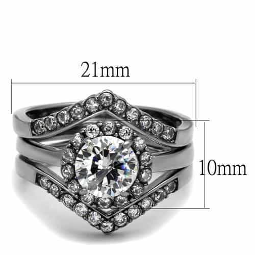 Stainless Steel CZ Round Halo Twisted Infinity Bridal Ring view 3