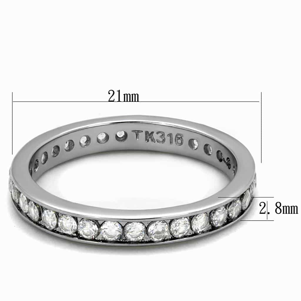 Stainless Steel CZ Round Channel Eternity Ring view 3