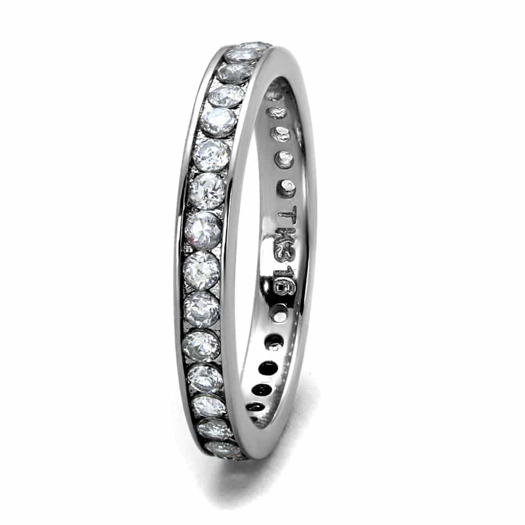 Stainless Steel CZ Round Channel Eternity Ring view 7