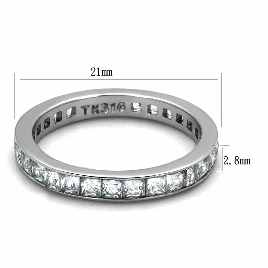 Stainless Steel CZ Princess Channel Eternity Ring view 3