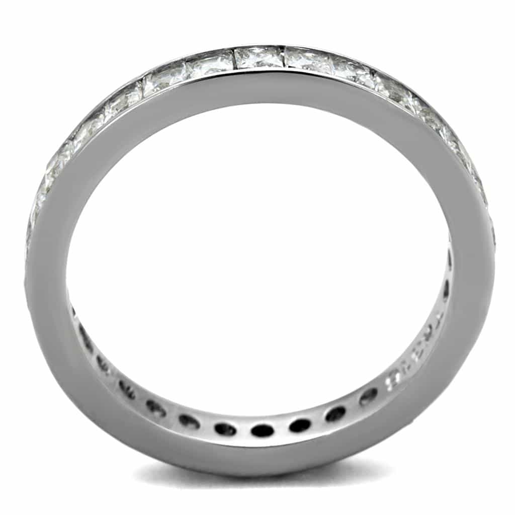 Stainless Steel CZ Princess Channel Eternity Ring view 5