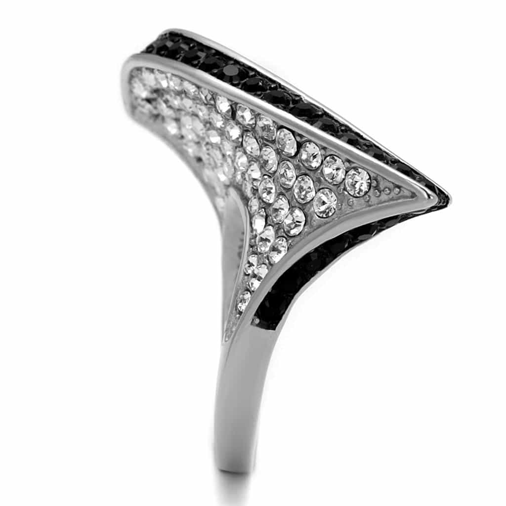 Stainless Steel CZ Pave Fan Shaped Statement Ring view 7