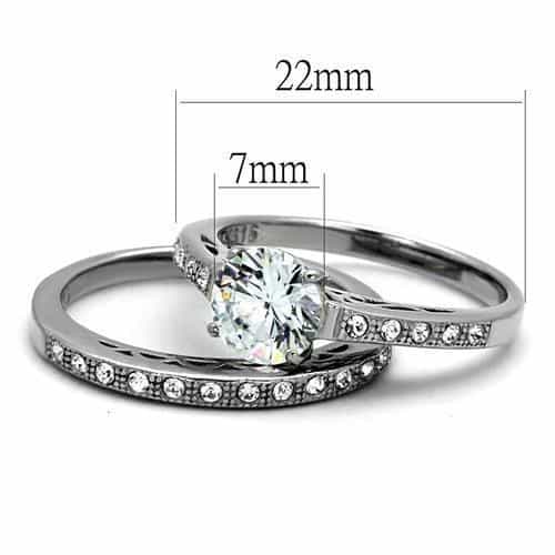 Stainless Steel Dark Gunmetal CZ Round Filigree Pave Bridal Ring view 3