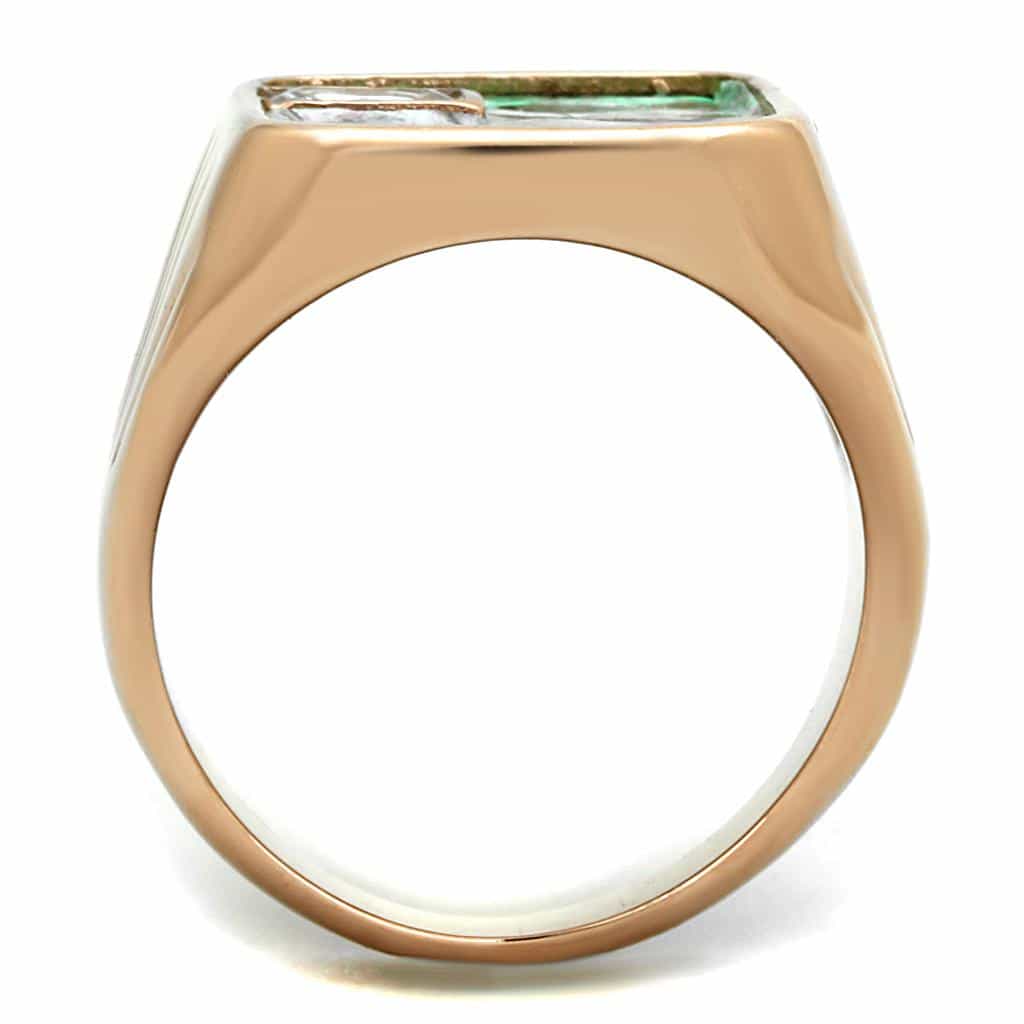 Stainless Steel Gold IP Rainbow Snakeskin Inlay Square Ring view 5