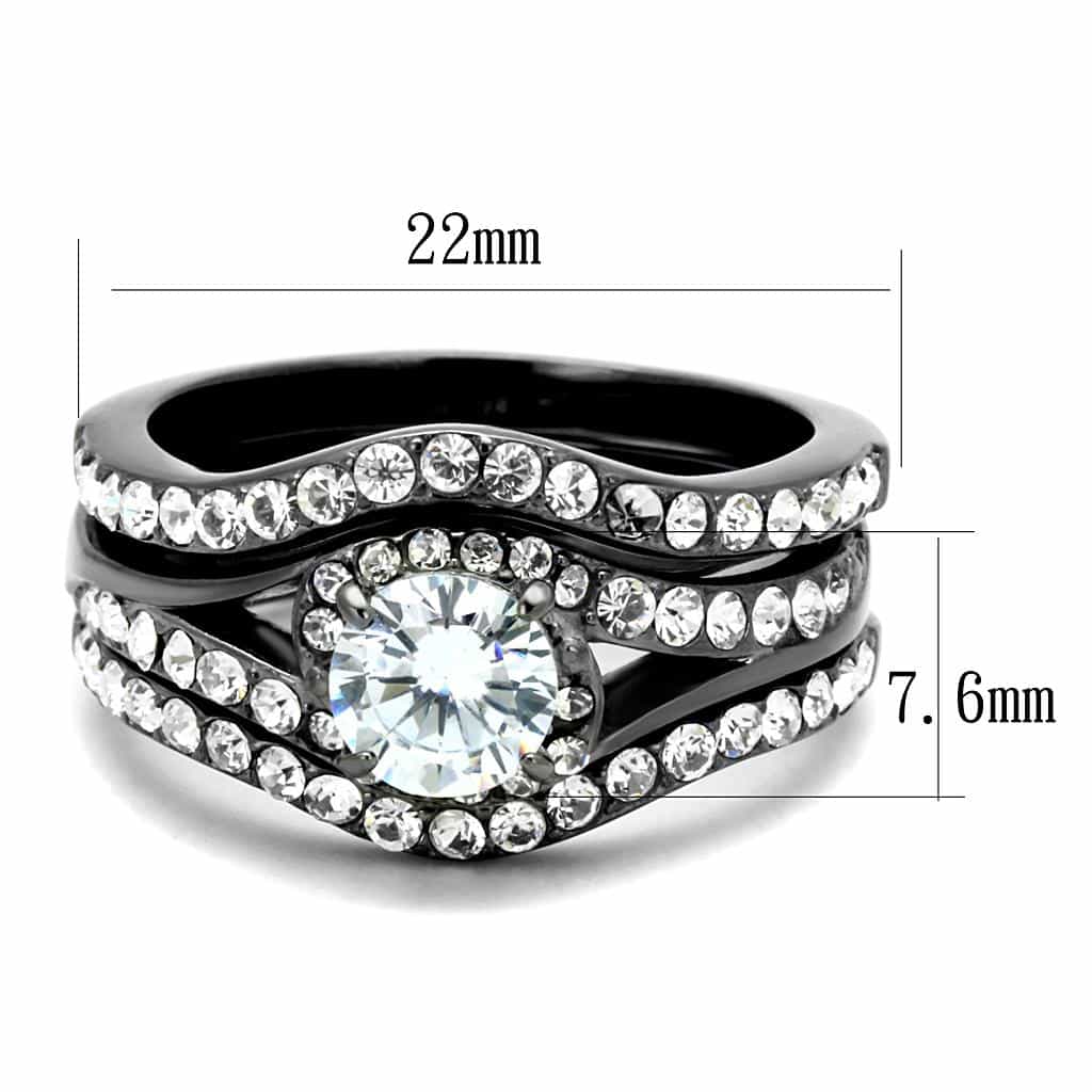 Stainless Steel CZ Round Solitaire Pave Twist Bridal Ring view 3