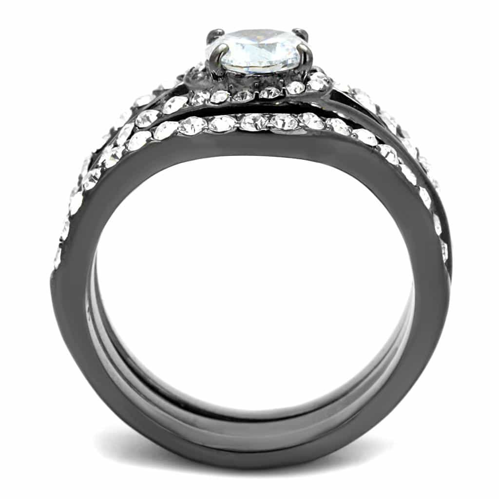 Stainless Steel CZ Round Solitaire Pave Twist Bridal Ring view 5