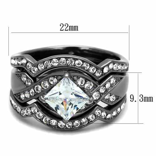 Stainless Steel CZ Princess Cut Infinity Pave Bridal Ring view 3