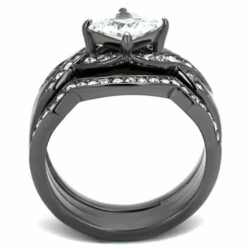 Stainless Steel CZ Princess Cut Infinity Pave Bridal Ring view 5