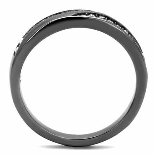 Stainless Steel Tanzanite Purple Crystal Channel Thin Band Ring view 5
