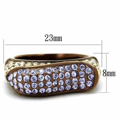 Stainless Steel Coffee Brown IP Champagne Tanzanite Crystal Ring view 3