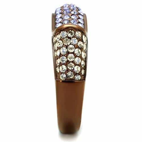 Stainless Steel Coffee Brown IP Champagne Tanzanite Crystal Ring view 7