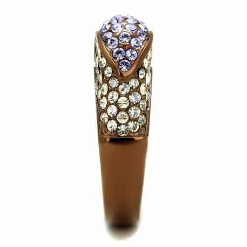Stainless Steel Coffee Brown IP Champagne Tanzanite Crystal Ring view 9