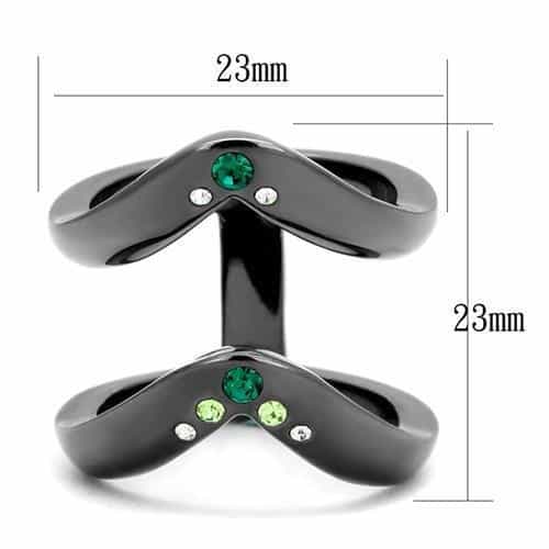 Stainless Steel Multi Color Green Crystal Open Triangle Ring view 3