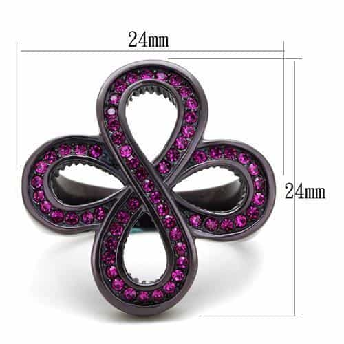 Stainless Steel Coffee Brown IP Fuchsia Pink Crystal Pave Ring view 3