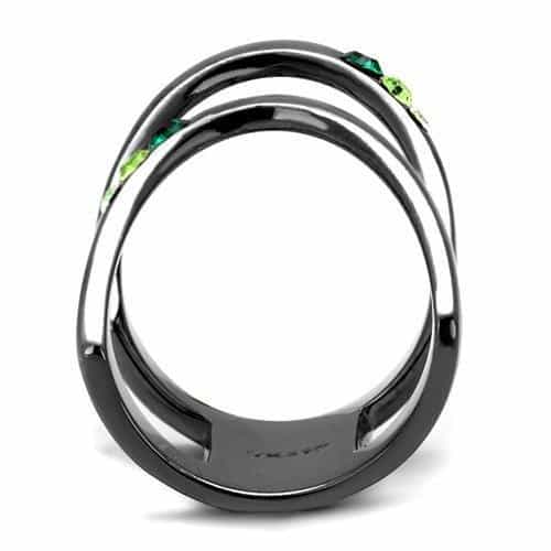 Stainless Steel Multi Color Green Crystal Open Arch Ring view 5
