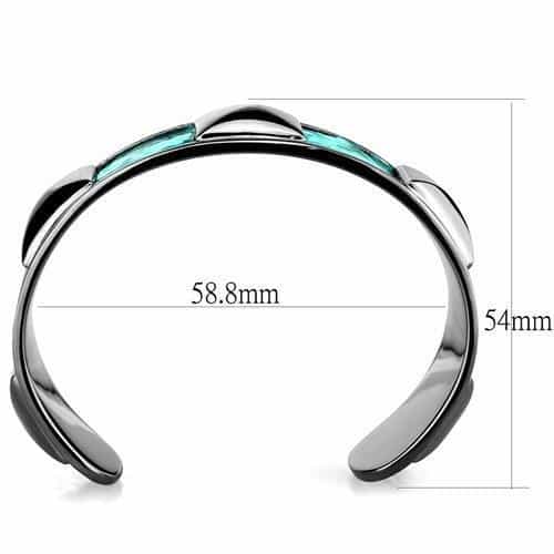 Stainless Steel Dark Gunmetal Emerald Green Crystal Bracelet view 3
