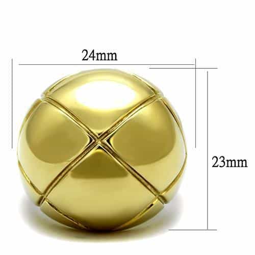 Stainless Steel Gold IP Polished Quilted Seam Wide Dome Ring view 3