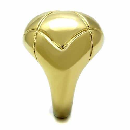 Stainless Steel Gold IP Polished Quilted Seam Wide Dome Ring view 7