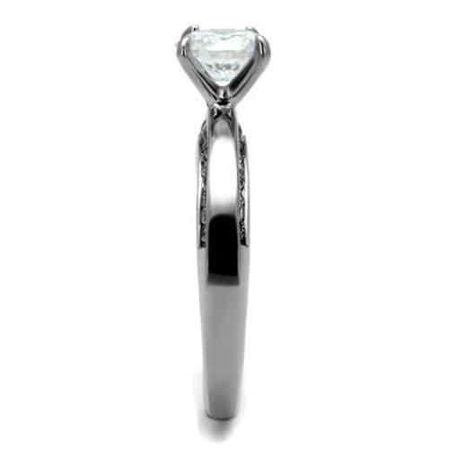 Stainless Steel CZ Round Cathedral Pave Bridal Ring view 7
