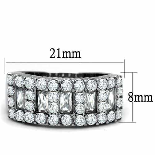 Stainless Steel CZ Round Baguette Channel Wide Eternity Band Ring view 3