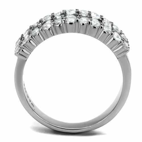 Stainless Steel CZ Round Baguette Channel Wide Eternity Band Ring view 5