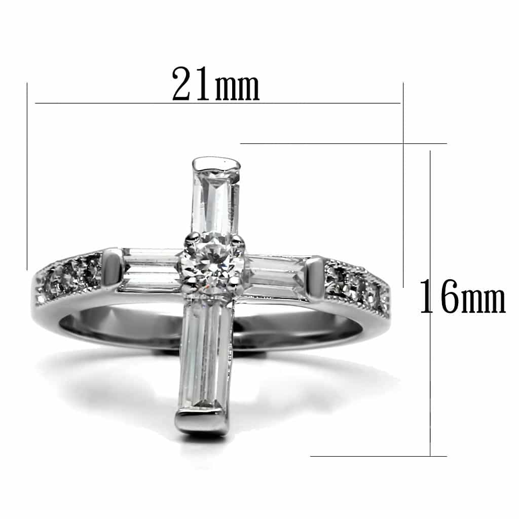 Stainless Steel CZ Baguette Cross Statement Ring view 3