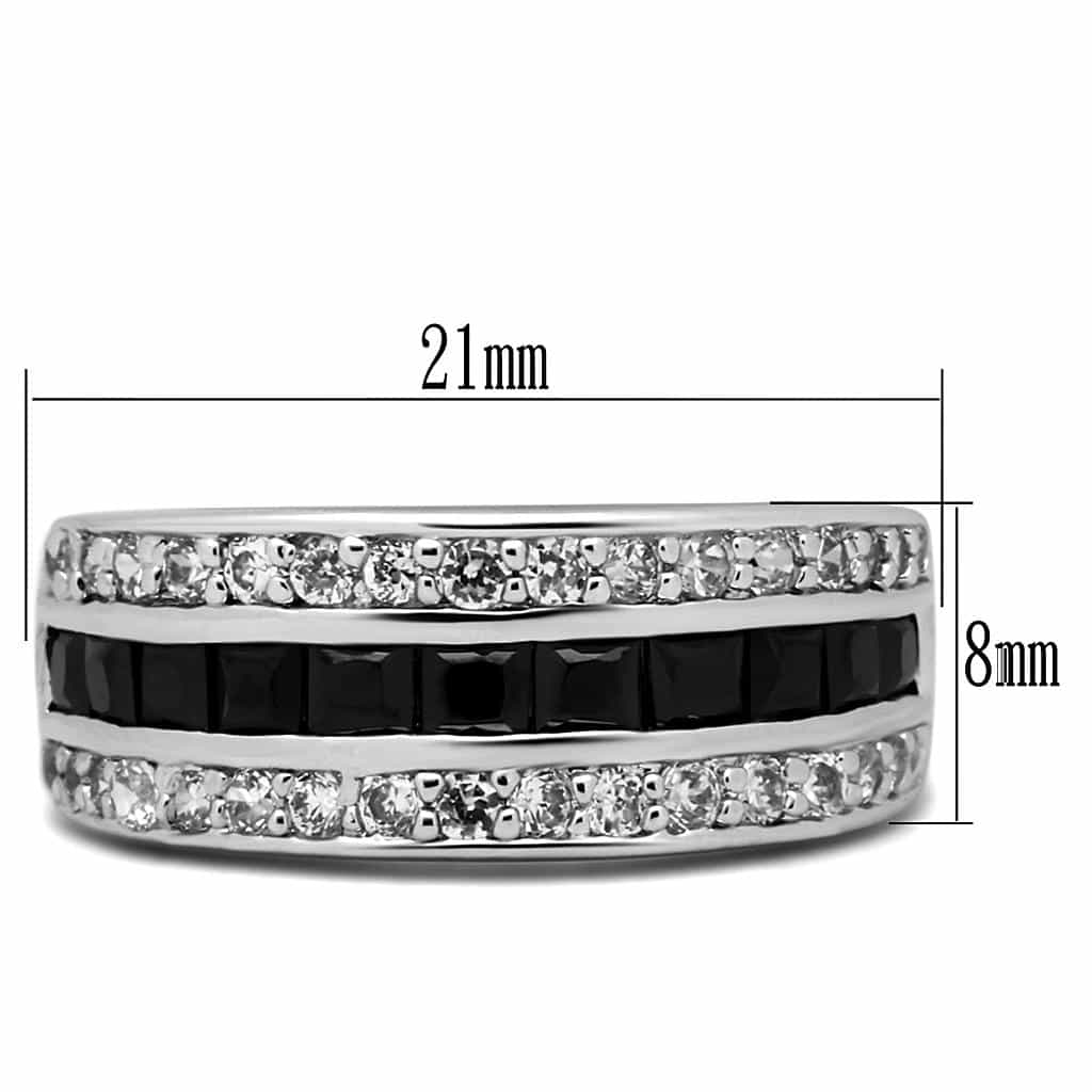 Stainless Steel CZ Pave Black Channel Double Eternity Band Ring view 3