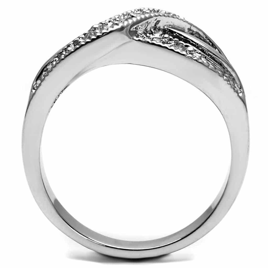 Stainless Steel CZ Round Pave Infinity Crossover Ring view 5