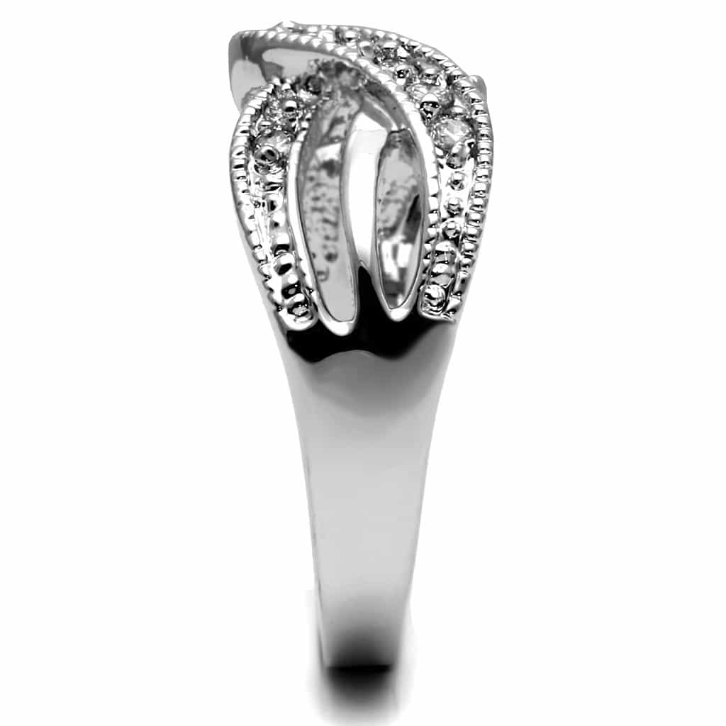 Stainless Steel CZ Round Pave Infinity Crossover Ring view 7