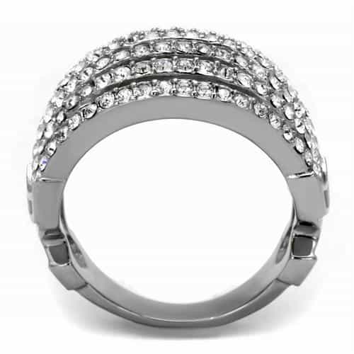 Stainless Steel CZ Pave Multi Row Wide Dome Ring view 5
