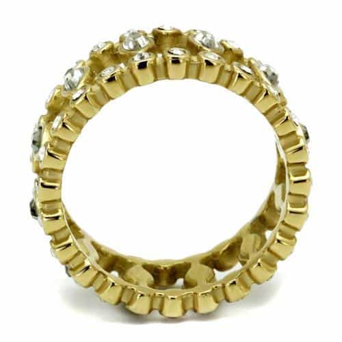 Stainless Steel Gold IP Smoky Crystal Marquise CZ Open Ring view 5
