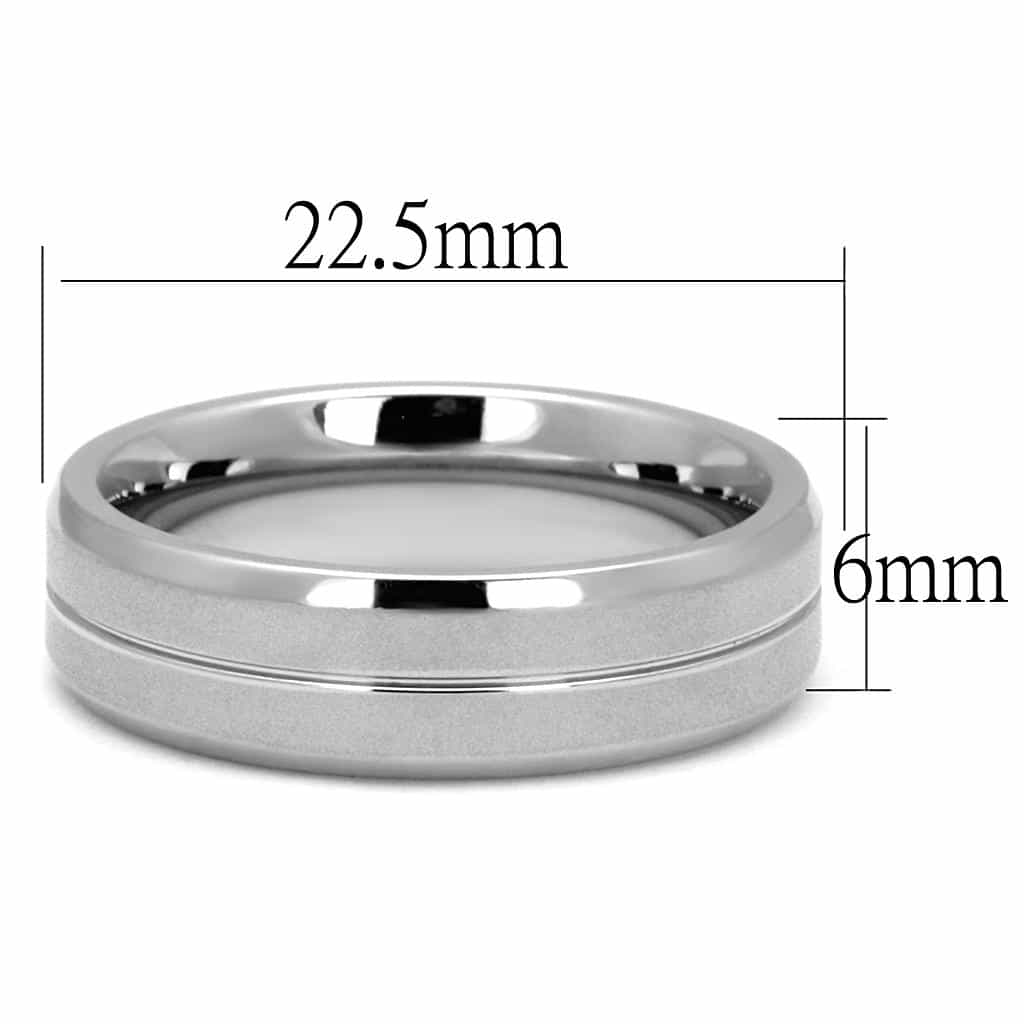 Stainless Steel Polished Grooved Edge Classic Wedding Band Ring view 3