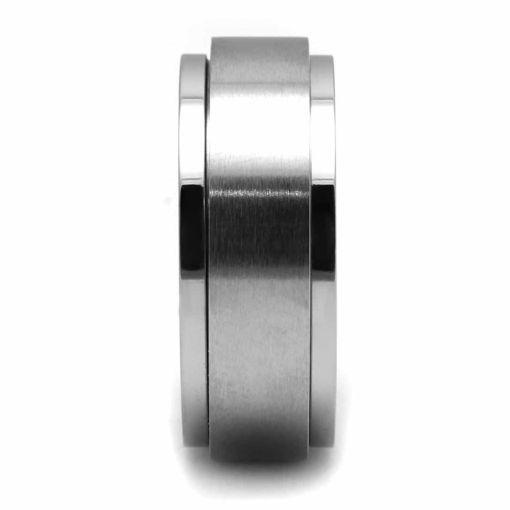 Stainless Steel Brushed Satin Flat Spinner Band Ring view 7