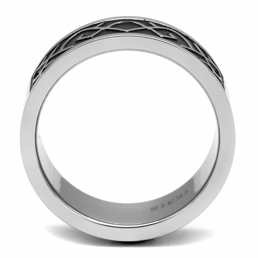 Stainless Steel Black Enamel Celtic Knot Infinity Spinner Ring view 5