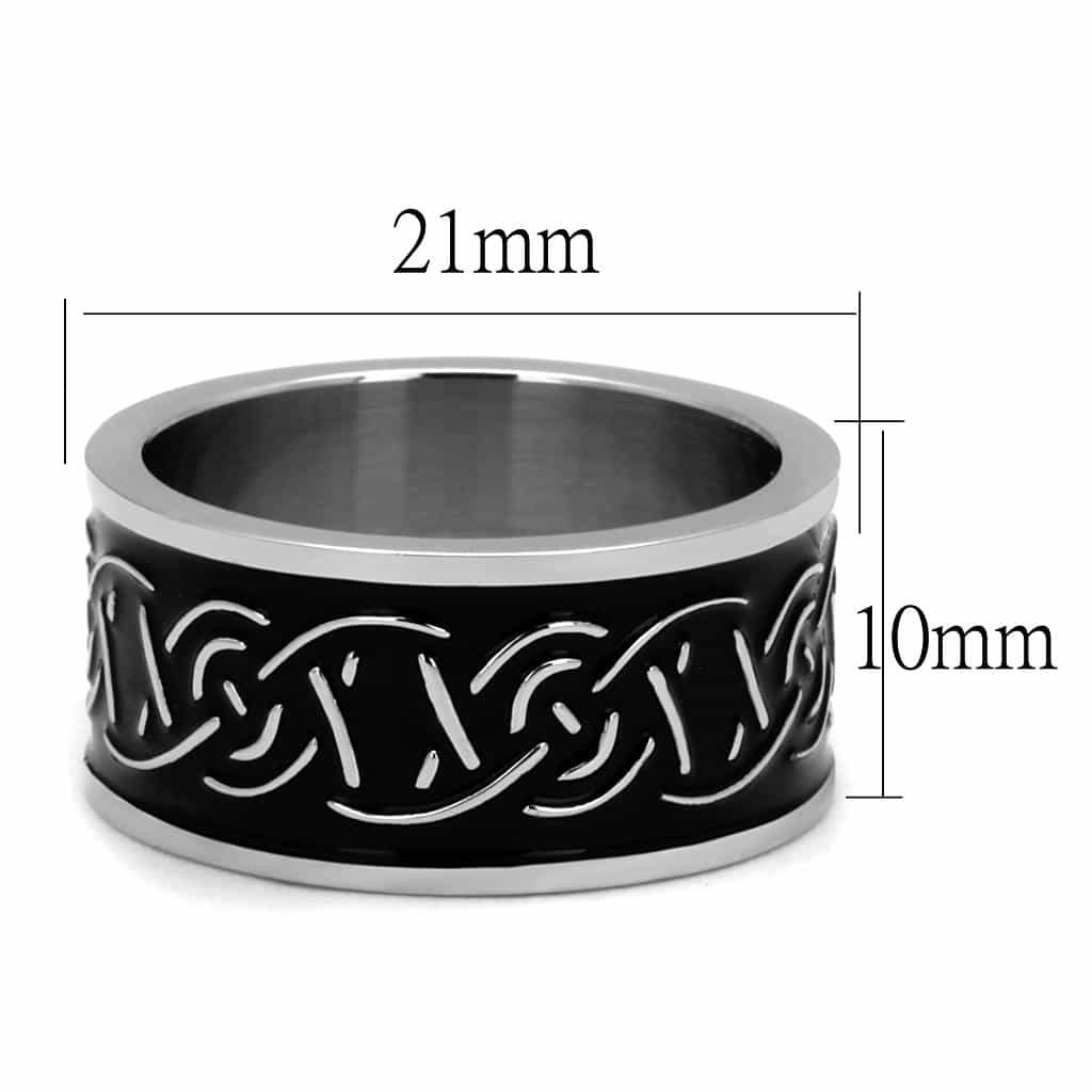 Stainless Steel Black Enamel Celtic Chain Weave Spinner Band Ring view 3