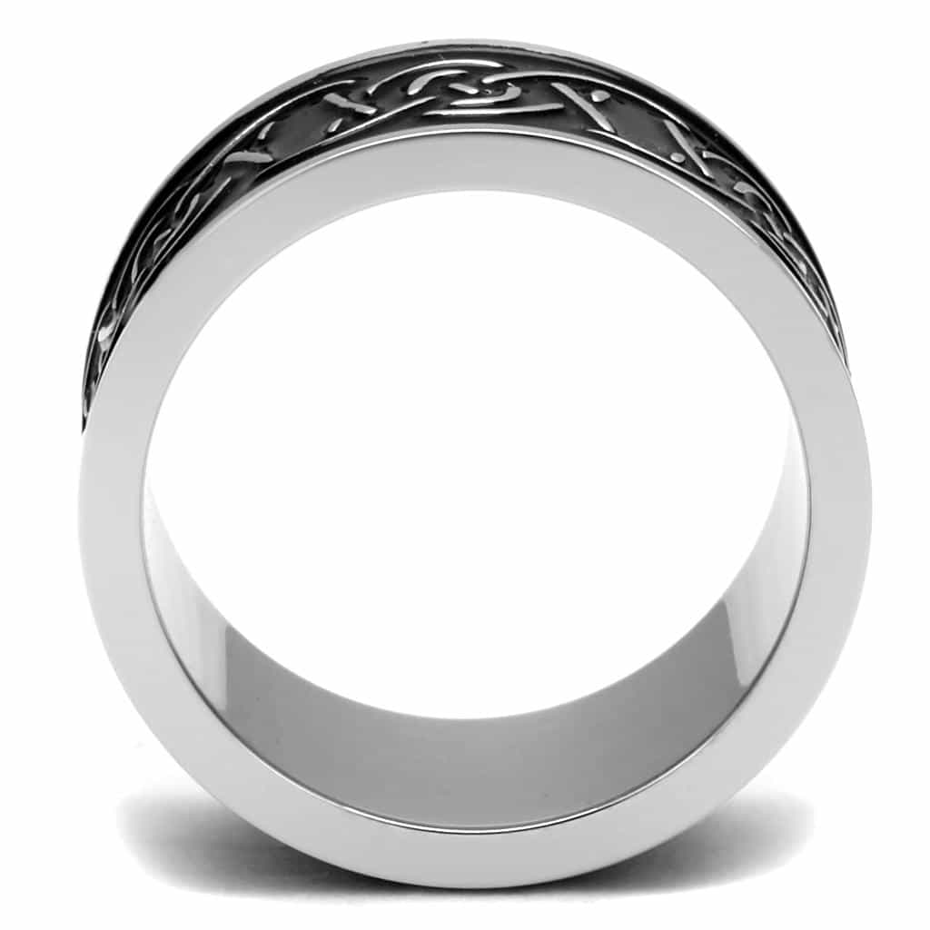 Stainless Steel Black Enamel Celtic Chain Weave Spinner Band Ring view 5
