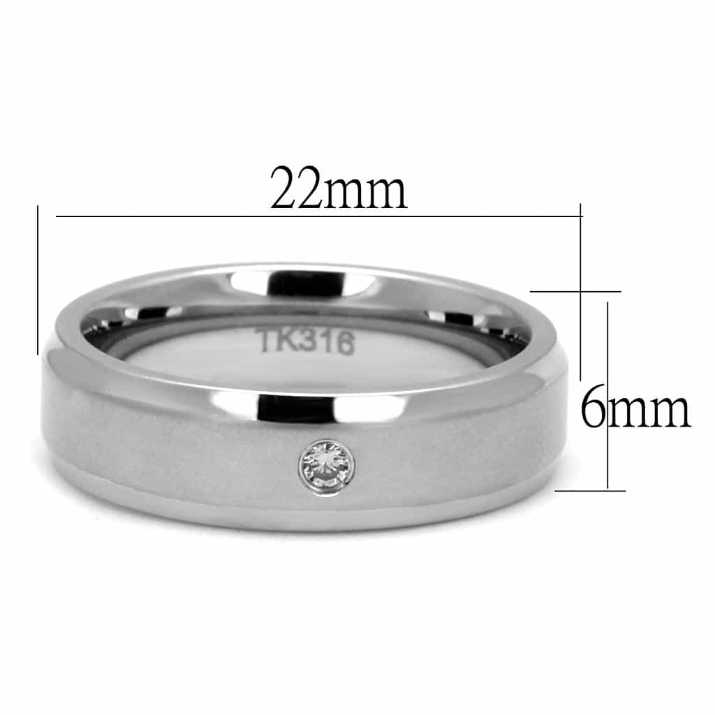Stainless Steel Brushed Band Single CZ view 3