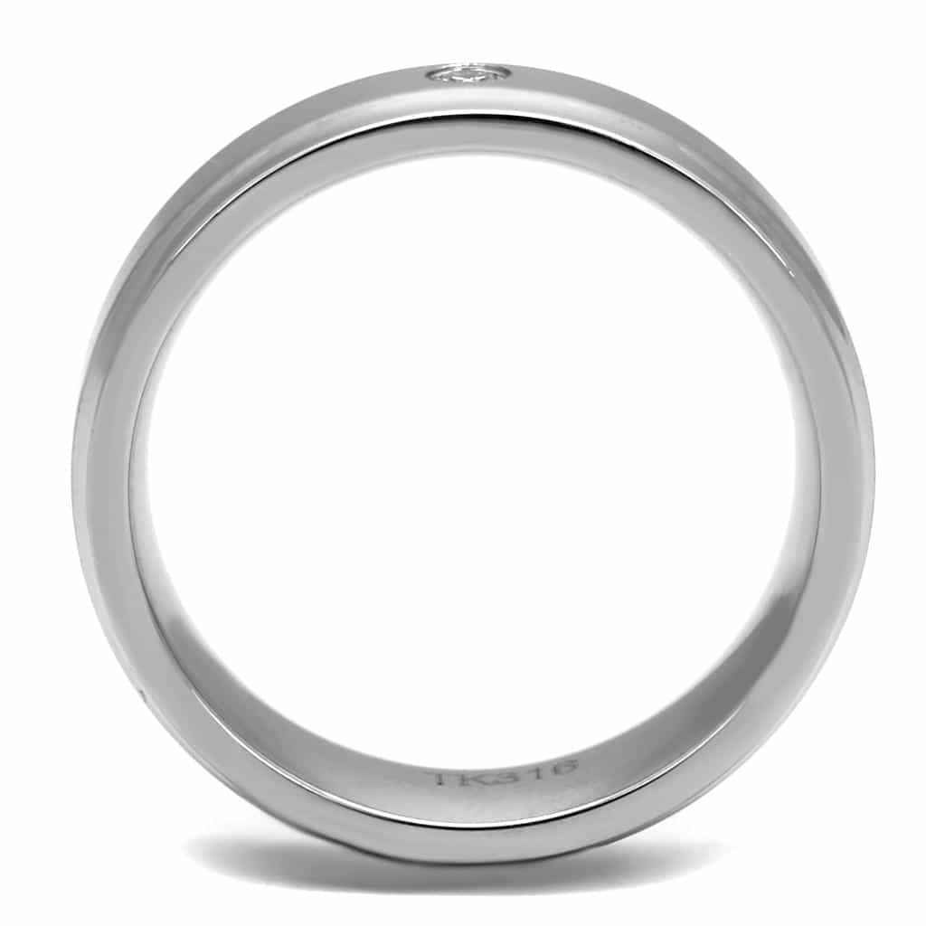 Stainless Steel Brushed Band Single CZ view 5