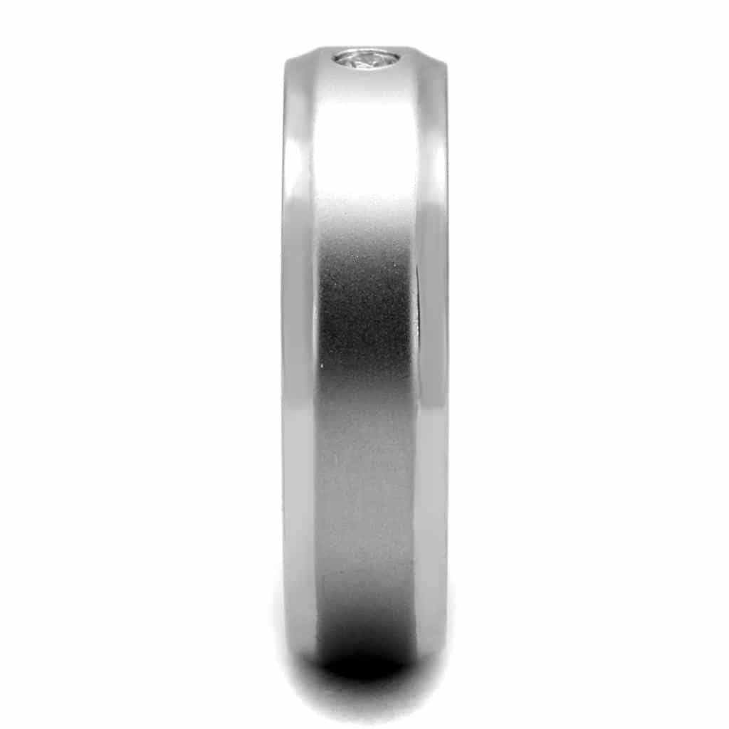 Stainless Steel Brushed Band Single CZ view 7