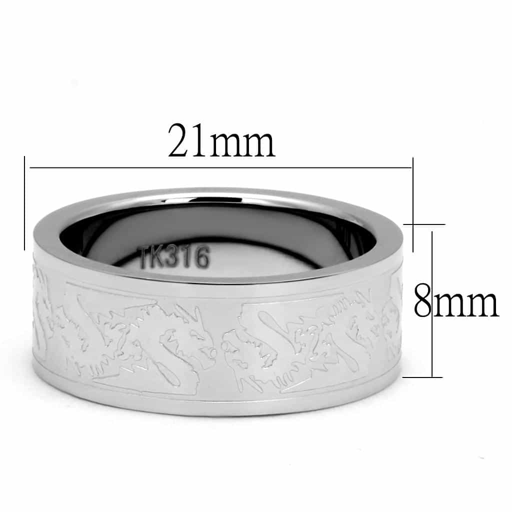 Stainless Steel Etched Dragon Wide Spinner Band Ring view 3