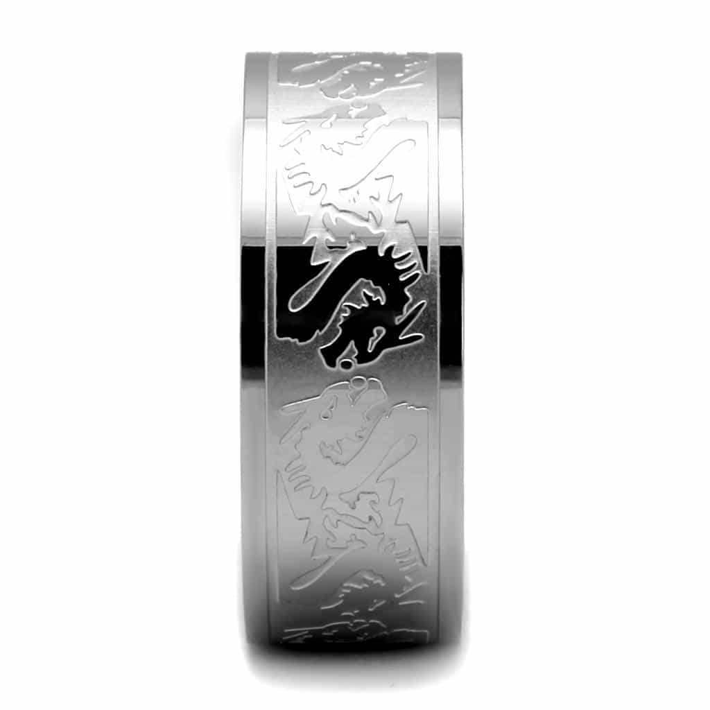 Stainless Steel Etched Dragon Wide Spinner Band Ring view 7