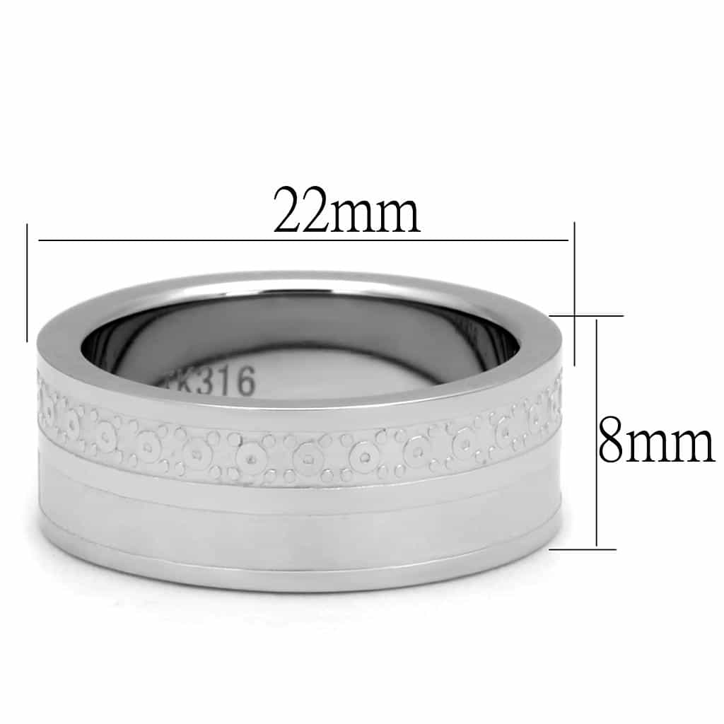 Stainless Steel Dot Stipple Texture Center Spinner Band Ring view 3