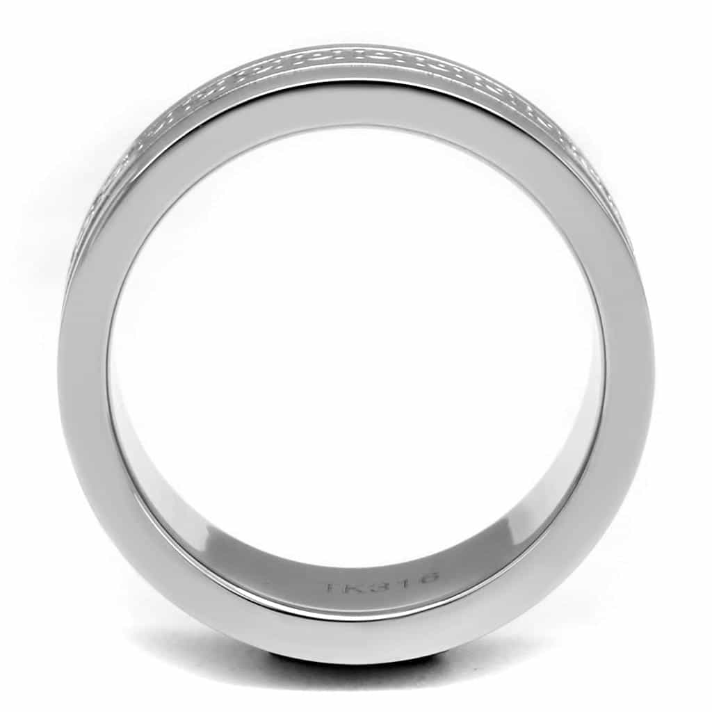 Stainless Steel Dot Stipple Texture Center Spinner Band Ring view 5