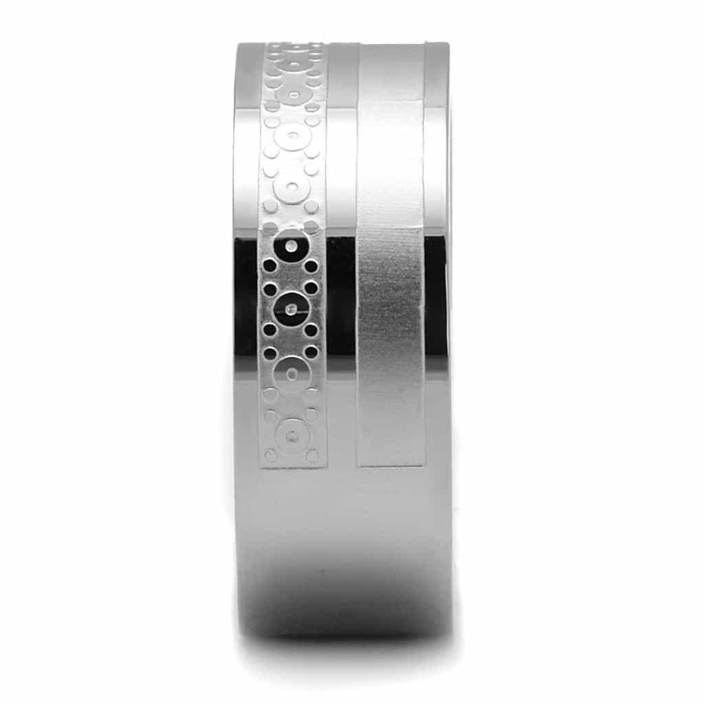 Stainless Steel Dot Stipple Texture Center Spinner Band Ring view 7