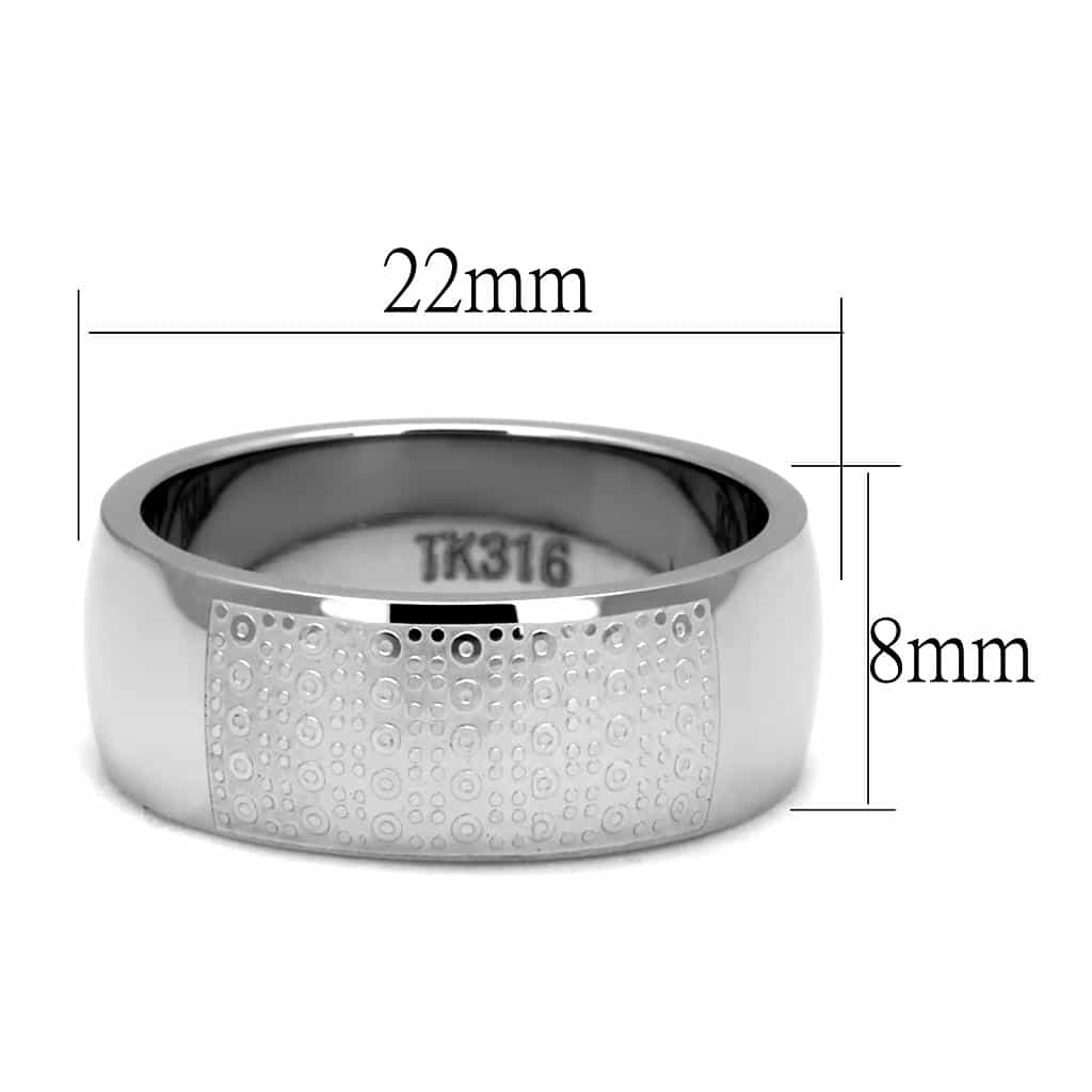 Stainless Steel Hammered Pebble Texture Center Wide Band Ring view 3