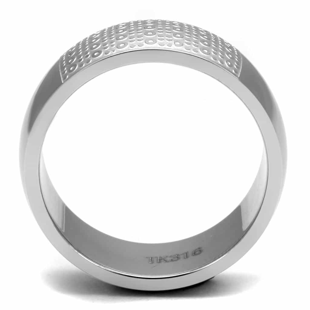 Stainless Steel Hammered Pebble Texture Center Wide Band Ring view 5