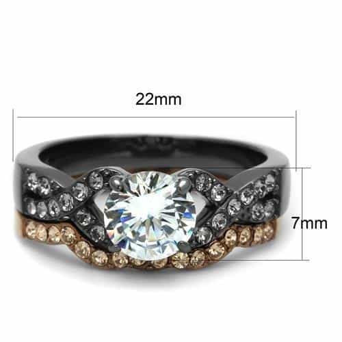Stainless Steel Coffee Brown IP CZ Round Pave Infinity Twist Ring view 3