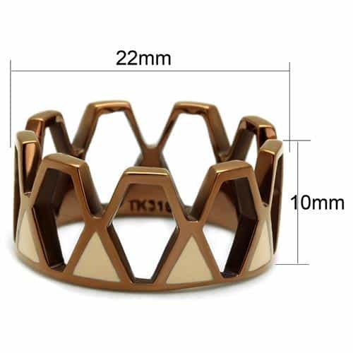 Stainless Steel Rose Gold IP CZ Pave Geometric Cutout Wide Ring view 3